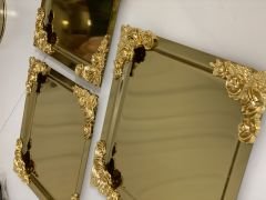 PASLANMAZ ÇELİK GOLD KARE 3 ADET DÖRT KENAR GÜLLÜ SUNUM TEPSİSİ