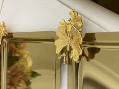 ÇELİK GOLD RENK KARE 6 LI GOLD AKSESUARLI SUNUM TEPSİ