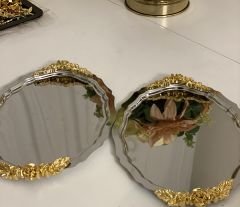 20*25 CM ÇELİK OVAL KALIN KULPLU 2 ADET SERVİS VE SUNUM TEPSİSİ