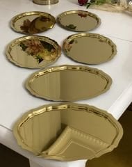 20*25 CM PARLAK GOLD OVAL MODEL 6 ADET SERVİS VE SUNUM TEPSİSİ