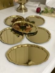 20*25 CM PARLAK GOLD OVAL MODEL 6 ADET SERVİS VE SUNUM TEPSİSİ