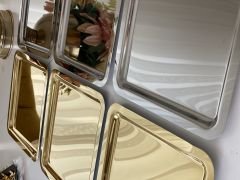 PASLANMAZ ÇELİK KARE MODEL GOLD VE GÜMÜŞ 6 LI SUNUM TEPSİSİ