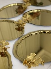 20*25 CM GOLD RENK OVAL MODEL 6 ADET SERVİS TEPSİSİ KELEBEK AKSESUARLI