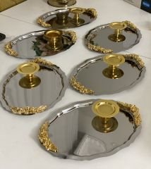 2 MODEL ÇELİK OVAL KULPLU 25 CM TEPSİ VE GOLD MAKARONLUK 6 LI TAKIM