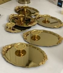 2 MODEL 25 CM GOLD OVAL KULPLU TEPSİ VE GOLD MAKARONLUK 6 LI TAKIM