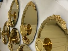 2 MODEL 25 CM GOLD OVAL KULPLU TEPSİ VE GOLD MAKARONLUK 6 LI TAKIM