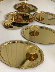2 MODEL GOLD OVAL TEPSİ 25 CM  VE GOLD MAKARONLUK 6 LI TAKIM
