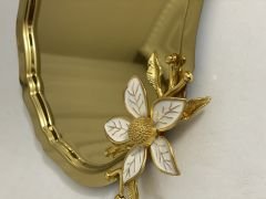 20*25 CM GOLD OVAL 1 ADET BÜYÜK ÇİÇEKLİ SUNUM TEPSİSİ
