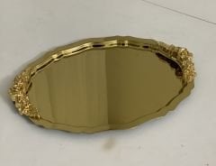 20*25 CM GOLD OVAL MODEL 1 ADET KULPLU SUNUM TEPSİSİ
