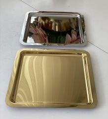 ÇELİK KARE 1 ADET GOLD 1 ADET GÜMÜŞ SERVİS VE SUNUM TEPSİSİ