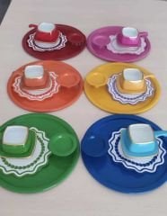 6 ADET RENKLİ SUNUM TEPSİSİ VE MAKARONLUK SARI YEŞİL MAVİ TURUNCU PEMBE KIRMIZI