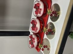 RED RECTANGULAR TRAY 3-PIECE GLASS CHERRY SCENTED CANDLE WITH LID SOY CANDLE