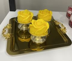 GÜMÜŞ MAKARONLUKTA GÜL KOKULU MUM YENİ TARZ 6 ADET