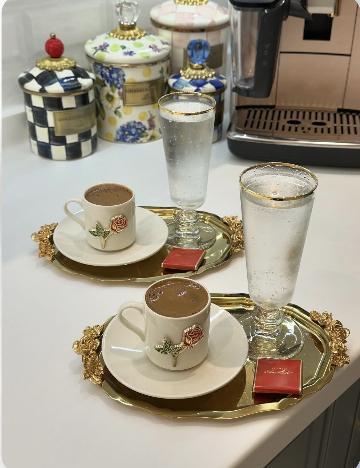 25 CM GOLD OVAL MODEL 2 ADET KULPLU SUNUM TEPSİSİ SERVİS TEPSİ