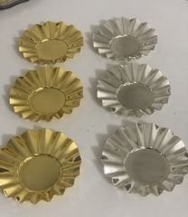 3 GOLD 3 GÜMÜŞ RENK ÇAY TABAĞI BARDAK ALTLIĞI 2 RENK KAPLAMA