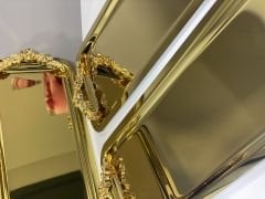PARLAK GOLD 6 ADET DİKDÖRTGEN KULPLU MODEL SERVİS VE SUNUM TEPSİSİ