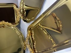2 ADET OVAL 2 ADET BATON PARLAK GOLD 4 LÜ SUNUM TEPSİSİ