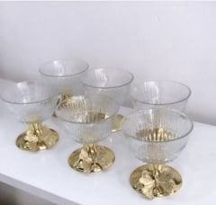 6 ADET GOLD AYAKLI KELEBEKLİ KASE ÇEREZLİK SUNUMLUK