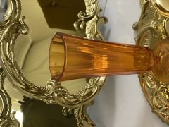 ÇELİK GOLD RENK 3 ADET İŞLEMELİ DESENLİ SERVİS TEPSİSİ SUNUM
