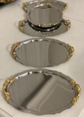 25 CM ÇELİK OVAL 6 ADET İNCE KULPLU SERVİS VE SUNUM TEPSİSİ