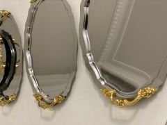 25 CM ÇELİK OVAL 6 ADET İNCE KULPLU SERVİS VE SUNUM TEPSİSİ