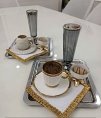 PASLANMAZ ÇELİK 2 ADET KARE DÜZ MODEL SERVİS VE SUNUM TEPSİSİ