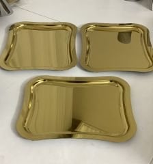 6 ADET ÇELİK GOLD İTALYAN MODEL SUNUM TEPSİSİ 26*36 CM