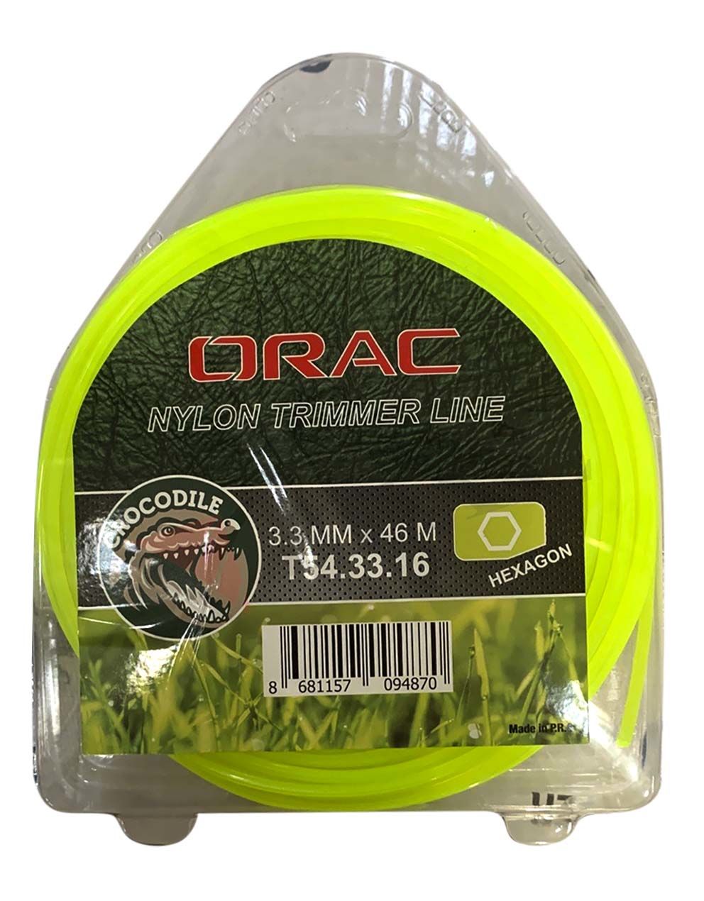 Orac Tırpan Misinası Crocodile 3.3mm 46 Mt Altı Köşe Yeşil