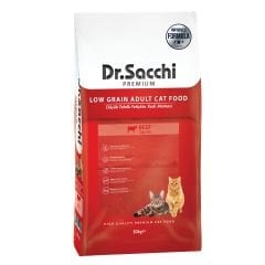 Dr.Sacchi Premium Düşük Tahıllı Sığır Etli Kedi Maması 10 Kg