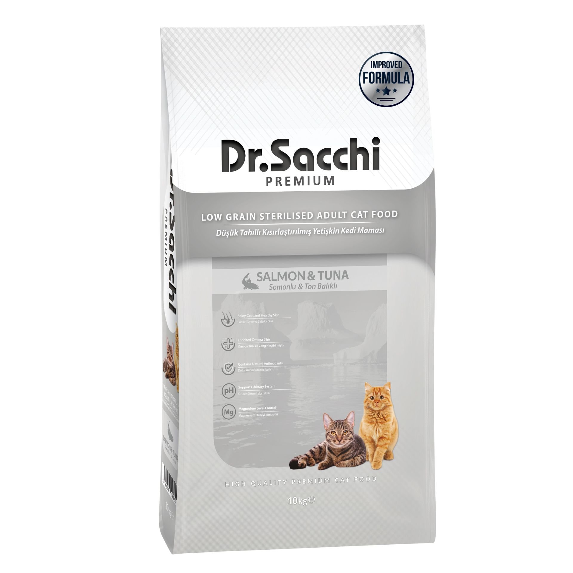 Dr.Sacchi Premium Düşük Tahıllı Kısırlaştırılmış Yetişkin Kedi Maması 10 Kg