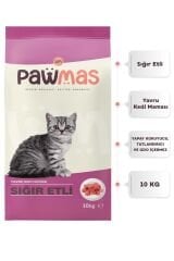 Pawmas Sığır Etli Yavru Kedi Maması 10 Kg