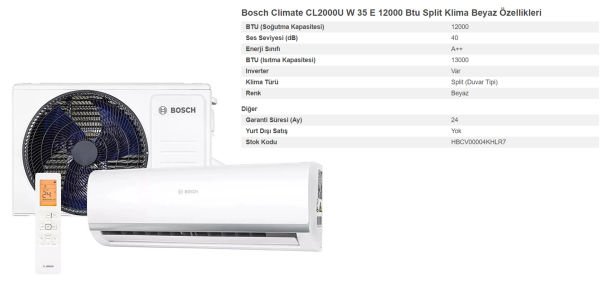 BOSCH CLİMATE CL2000U W 53 E 18000 BTU KLİMA