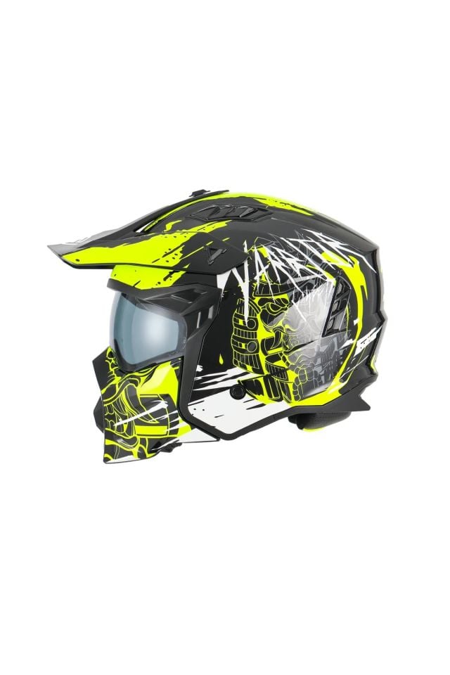 Sway X1-X SEUL ÇENE ÇIKARILIR MATT WARRİOR BLACK YELLOW WHİTE MODÜLER MOTOSİKLET KASK XXL