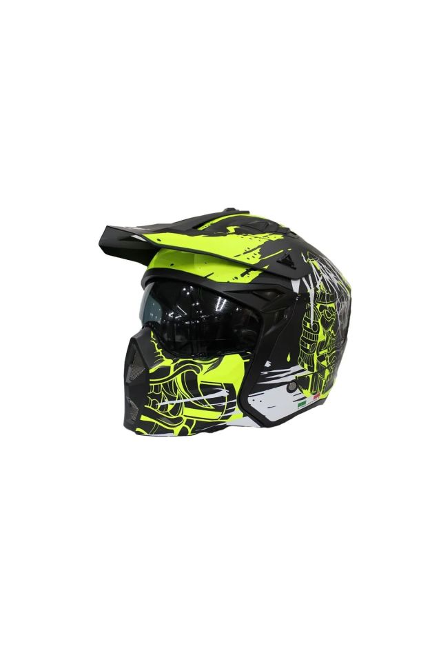 Sway X1-X SEUL ÇENE ÇIKARILIR MATT WARRİOR BLACK YELLOW WHİTE MODÜLER MOTOSİKLET KASK XXL