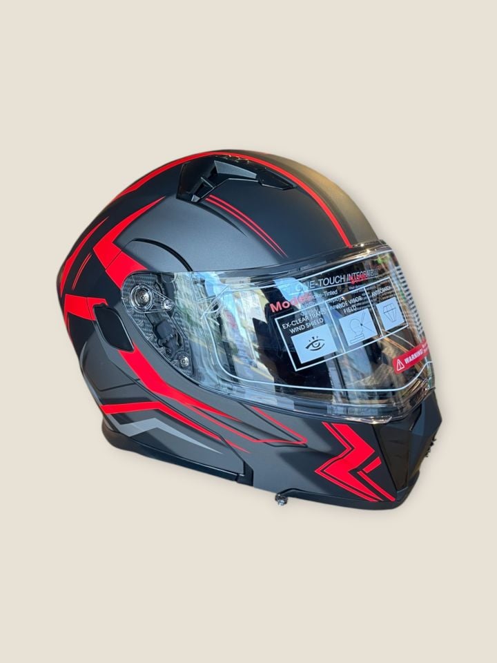 Kırmızı Siyah Çene Açılır Kask Large