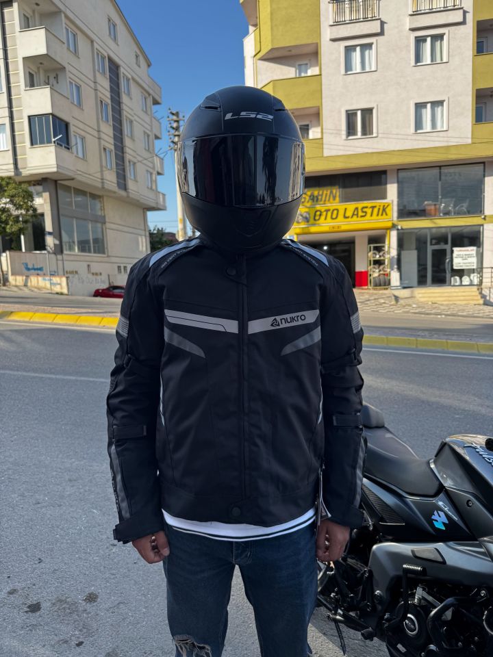 Nukrowear STEALTH PRO Gri 4 Mevsim Erkek Motosiklet Ceketi XXL