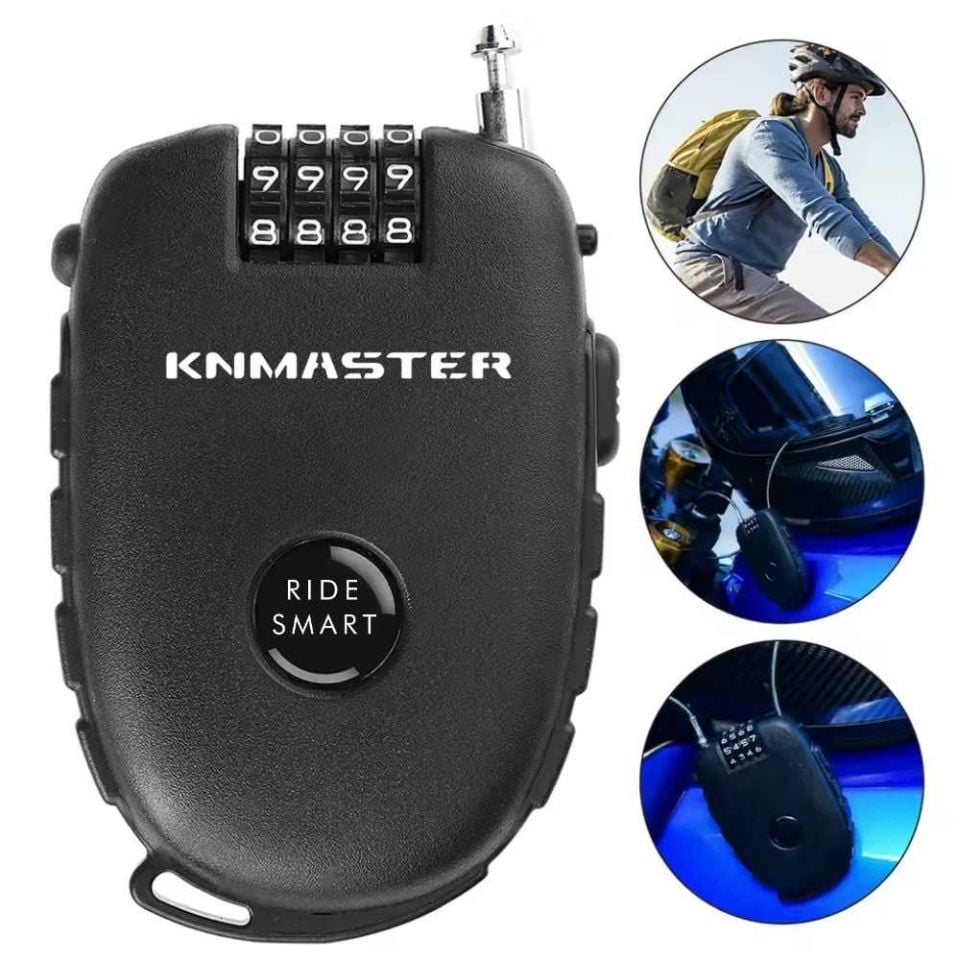 Knmaster Motosiklet Kaskı Kilidi + Knmaster Karbon Çanta Hediyeli – Esnek Kablo ve Üst Düzey Koruma