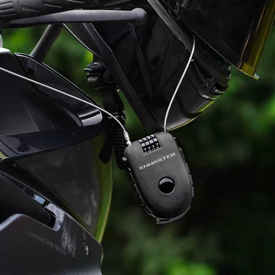 Knmaster Motosiklet Kaskı Kilidi + Knmaster Karbon Çanta Hediyeli – Esnek Kablo ve Üst Düzey Koruma
