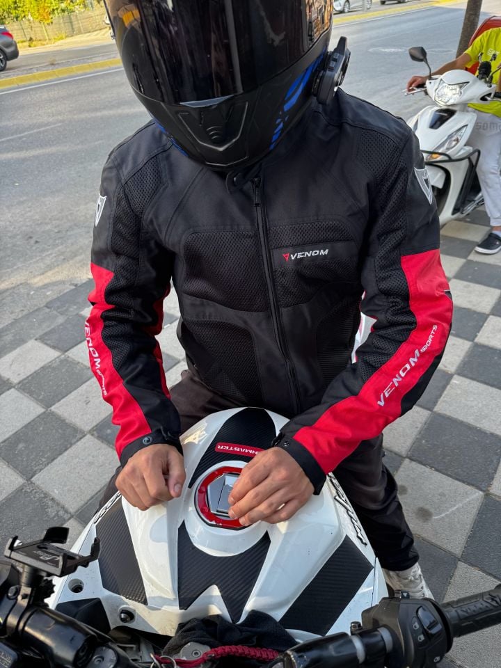Venom CEKET DYNAMIC KIRMIZI SİYAH DÖRT MEVSİM MOTOSİKLET MONTU