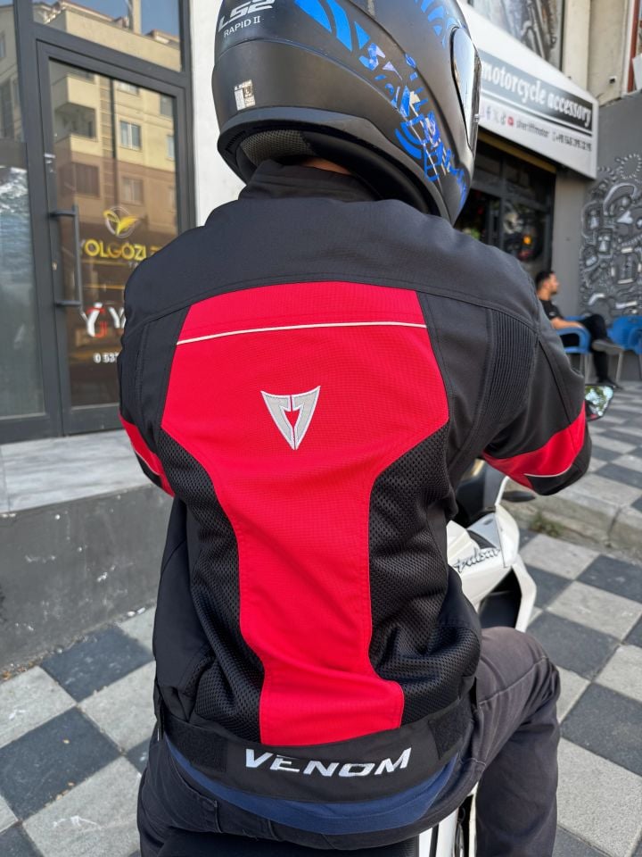 Venom CEKET DYNAMIC KIRMIZI SİYAH DÖRT MEVSİM MOTOSİKLET MONTU