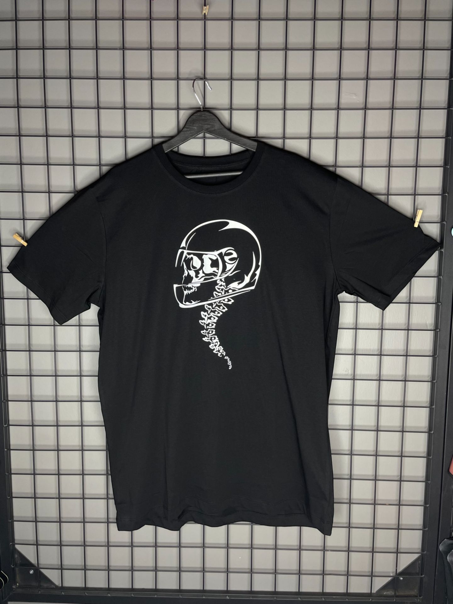 Reflektör Baskı Skull Helmet Oversize Tshirt