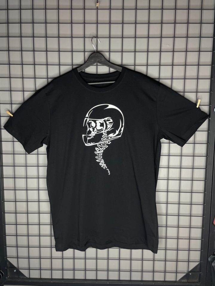 Reflektör Baskı Skull Helmet Oversize Tshirt