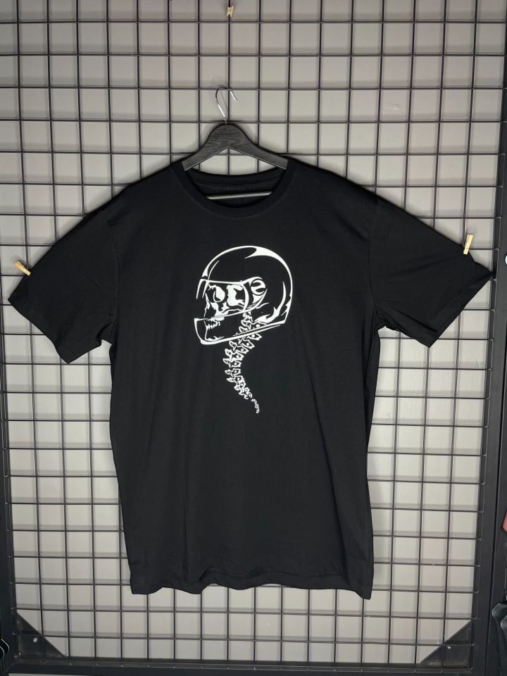 Reflektör Baskı Skull Helmet Oversize Tshirt