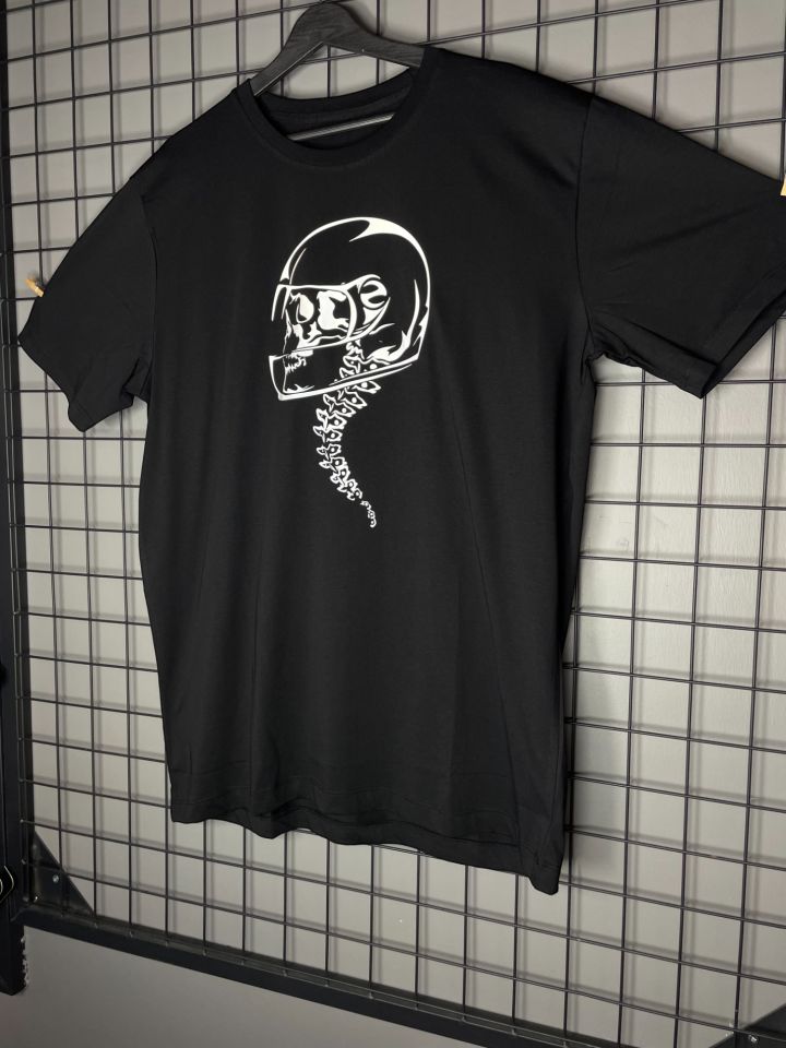 Reflektör Baskı Skull Helmet Oversize Tshirt