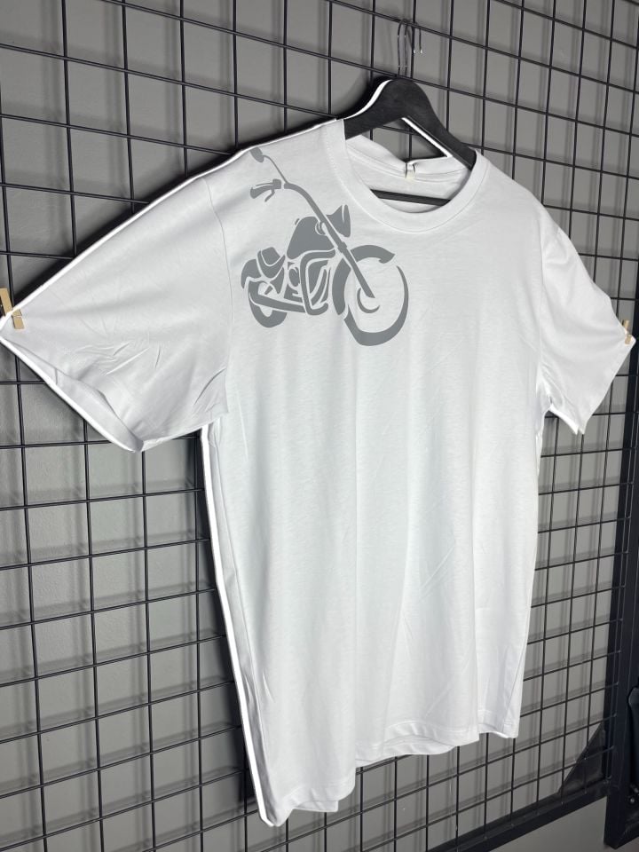 Motosiklet Reflektör Baskı Oversize Tshirt