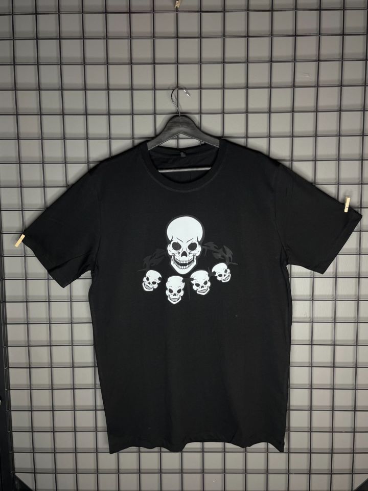 Three Skull Black Oversize Tshirt
