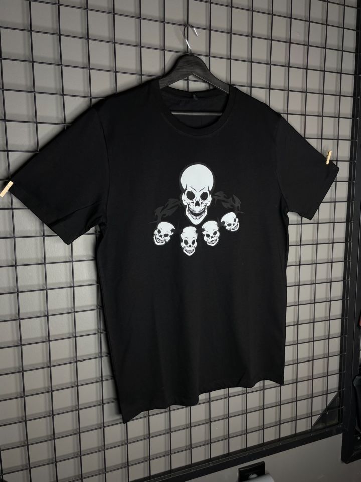 Three Skull Black Oversize Tshirt