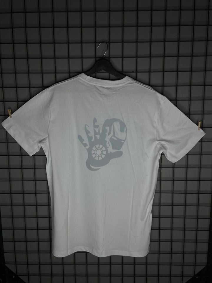 Reflektör Baskı İron Man Oversize Tshirt