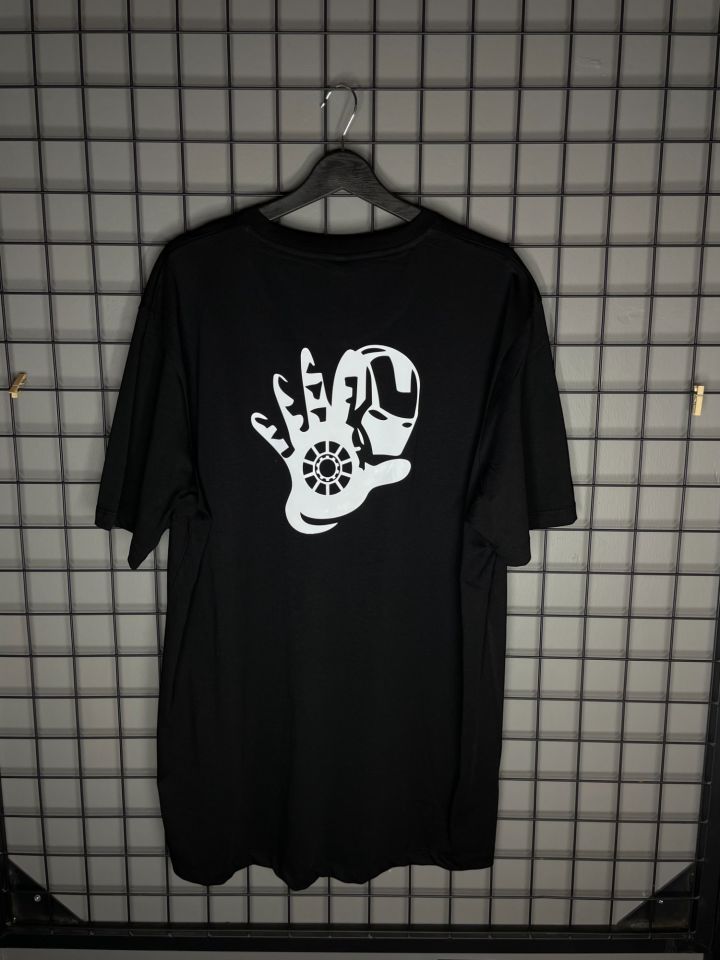 Reflektör Baskı İron Man Tshirt