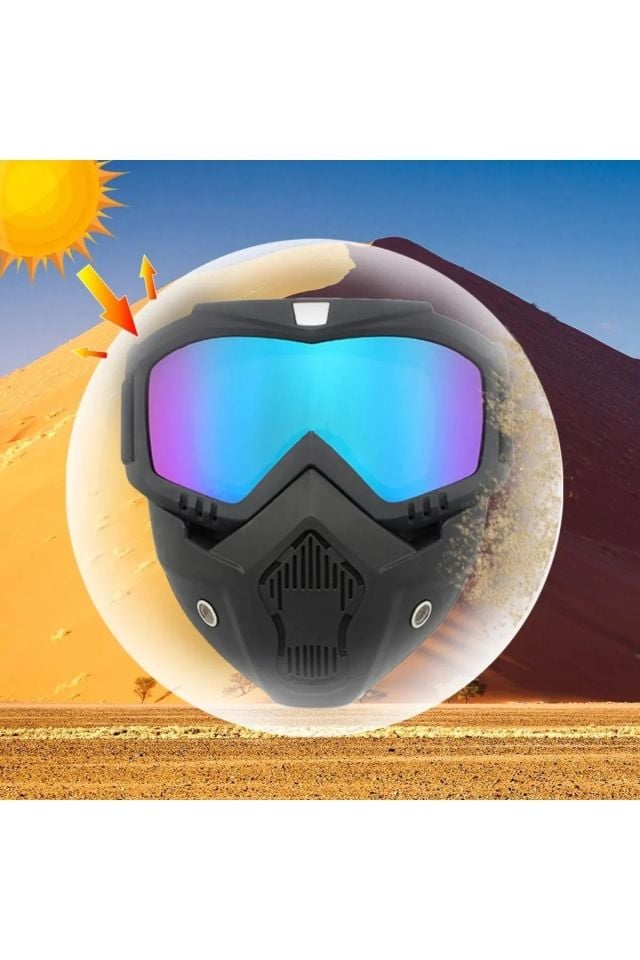 Rüzgar geçirmez HD Motosiklet ve kar kayak Spor Gözlük Motokros Yaz UV Koruma GÜMÜŞ MAVİ
